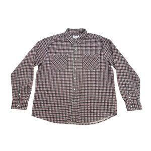 Haband Casual Joe Western Shirt Mens Large L Red Black Plaid Flannel Pearl Snap